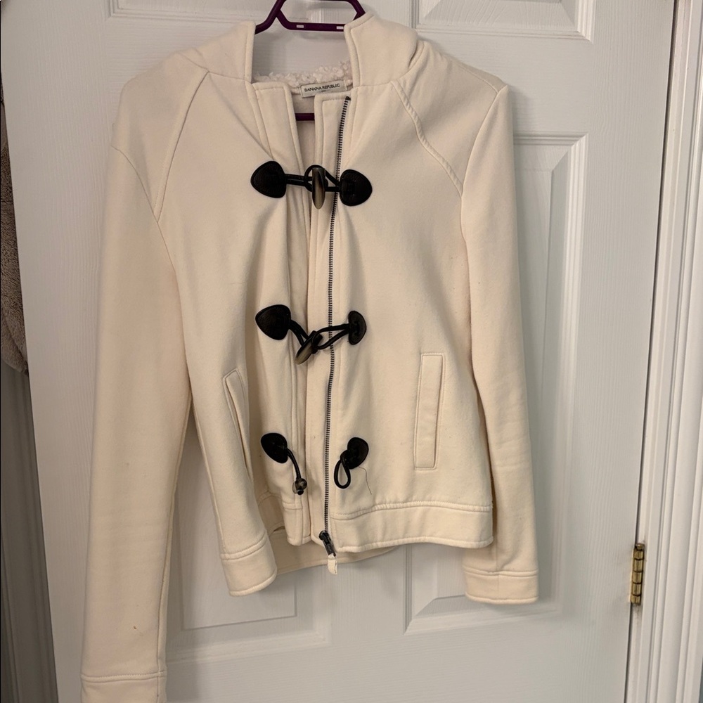 Banana Republic Cream Utility Jacket with Black Toggles
